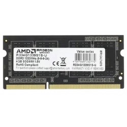 Оперативная память AMD Radeon R3 Value 4 ГБ DDR3 1333 МГц SODIMM CL9 (R334G1339S1S-U)