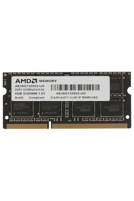 Оперативная память AMD Radeon R3 Value 8 ГБ DDR3 1333 МГц 1333 SODIMM CL9 (R338G1339S2S-UO) 
