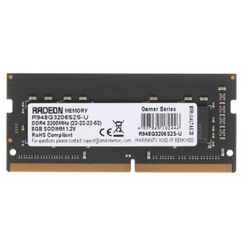 Оперативная память AMD Radeon R9 Gaming Series 8 ГБ DDR4 3200 МГц SODIMM CL22 (R948G3206S2S-U) 