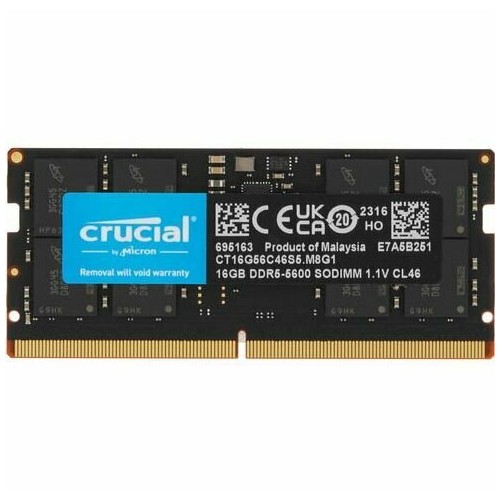 Оперативная память Crucial 16 ГБ DDR5 5600 МГц SODIMM CL46 (CT16G56C46S5) 