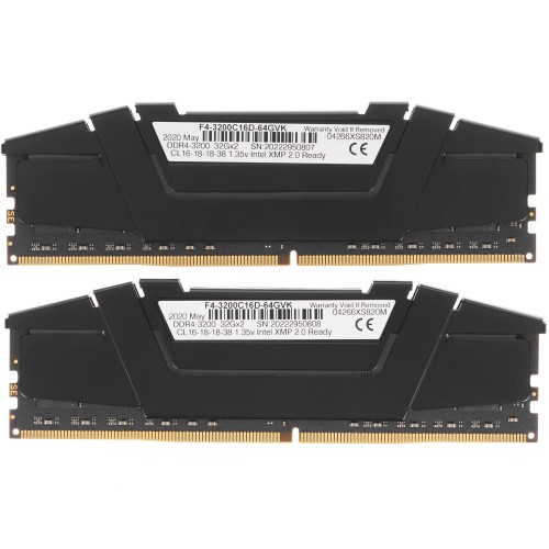 Оперативная память G.SKILL Ripjaws V 64 ГБ (32 ГБ x 2 шт.) DDR4 3200 МГц DIMM CL16 (F4-3200C16D-64GVK) 1