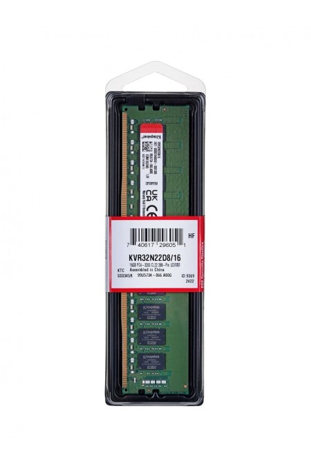 Оперативная память Kingston 16 ГБ (8 ГБ x 2 шт.) DDR4 3200 МГц DIMM CL22 (KVR32N22D8/16WP) 1