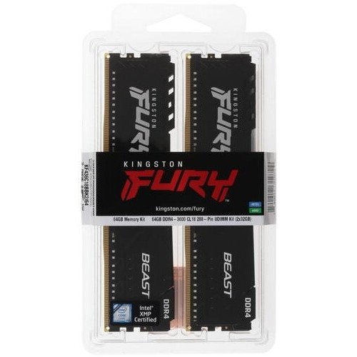 Оперативная память Kingston FURY Beast 64 ГБ (32 ГБ x 2 шт.) DDR4 3600 МГц DIMM CL18 (KF436C18BBK2/64) 8