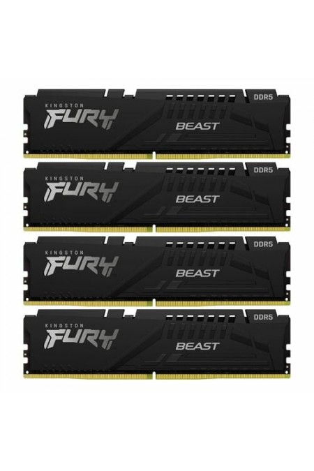 Оперативная память Kingston Fury Beast Black 128 ГБ (32 ГБ x 4 шт.) DDR5 5200 МГц DIMM CL40 (KF552C40BBK4-128) 
