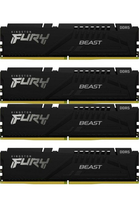 Оперативная память Kingston Fury Beast Black 64 ГБ (16 ГБ x 4 шт.) DDR5 6000 МГц DIMM CL40 (KF560C40BBK4-64) 
