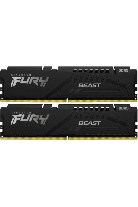 Оперативная память Kingston Fury Beast Black 64 ГБ (32 ГБ x 2 шт.) DDR5 6000 МГц DIMM CL30 (KF560C30BBK2-64) 