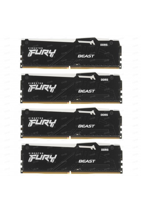 Оперативная память Kingston Fury Beast Black RGB 128 ГБ (32 ГБ x 4 шт.) DDR5 5600 МГц DIMM CL40 (KF556C40BBAK4-128) 