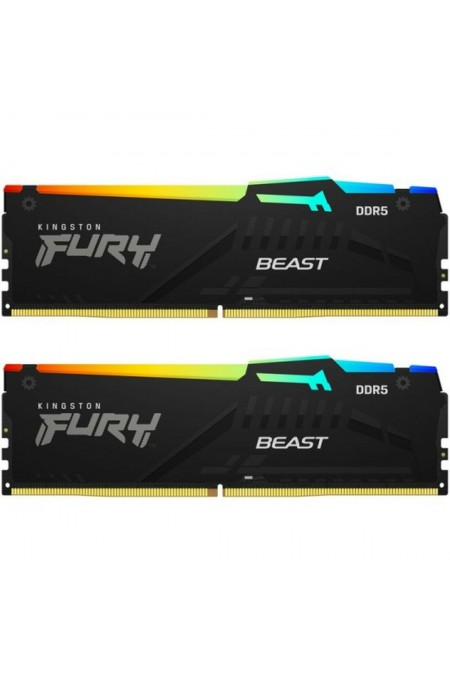 Оперативная память Kingston FURY Beast Black RGB 16 ГБ DDR5 5200 МГц DIMM CL40 (KF552C40BBAK2-16) 