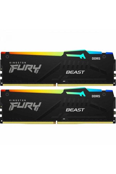 Оперативная память Kingston Fury Beast Black RGB 64 ГБ (32 ГБ x 2 шт.) DDR5 6000 МГц DIMM CL32 (KF560C36BBE2AK2-64) 