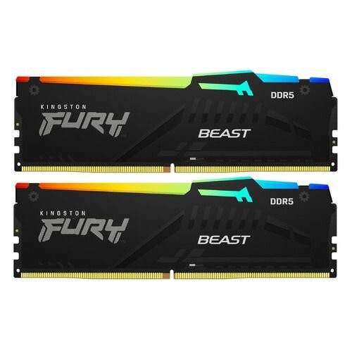 Оперативная память Kingston Fury Beast Black RGB Expo 16 ГБ (8 ГБ x 2 шт.) DDR5 6000 МГц UDIMM CL30 (KF560C30BBEAK2-16) 