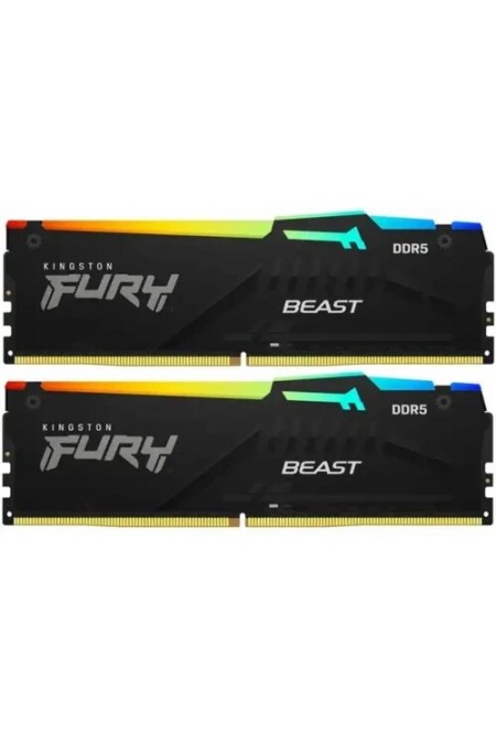 Оперативная память Kingston Fury Beast Black RGB Expo 64 ГБ (32 ГБ x 2 шт.) DDR5 6000 МГц DIMM (KF560C30BBEAK2-64) 