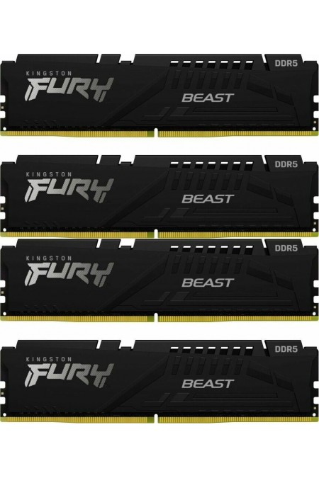 Оперативная память Kingston FURY Beast Black XMP 128 ГБ (32 ГБ x 4 шт.) DDR5 5600 МГц DIMM CL40 (KF556C40BBK4-128) 