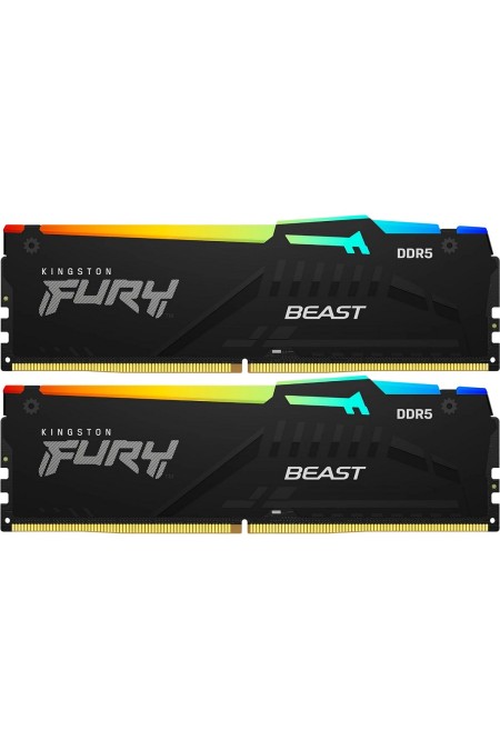 Оперативная память Kingston Fury Beast RGB 64 ГБ (32 ГБ x 2 шт.) DDR5 5600 МГц DIMM CL40 (KF556C40BB2AK2-64) 