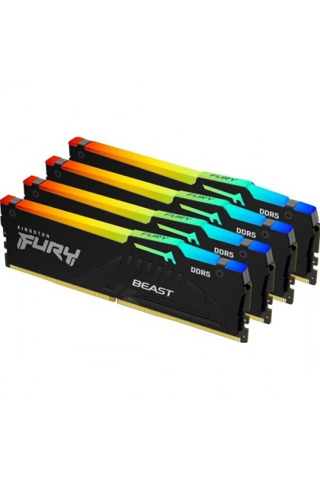 Оперативная память Kingston FURY Beast RGB XMP 128 ГБ (32 ГБ x 4 шт.) DDR5 5200 МГц DIMM CL40 (KF552C40BBAK4-128) 