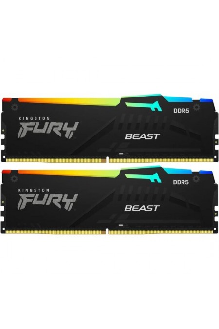 Оперативная память Kingston FURY Beast RGB XMP 32 ГБ (16 ГБ x 2 шт.) DDR5 6000 МГц DIMM CL30 (KF560C30BBAK2-32) 