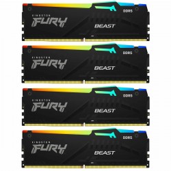 Оперативная память Kingston FURY Beast RGB XMP 64 ГБ (16 ГБ x 4 шт.) DDR5 5200 МГц DIMM CL40 (KF552C40BBAK4-64)