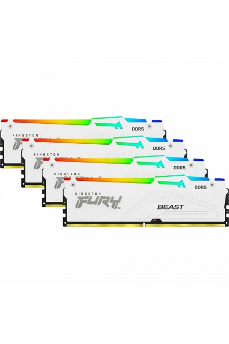 Оперативная память Kingston Fury Beast White RGB XMP 128 ГБ (32 ГБ x 4 шт.) DDR5 5200 МГц DIMM CL40 (KF552C40BWAK4-128) 
