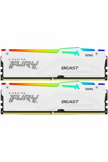 Оперативная память Kingston Fury Beast White RGB XMP 32 ГБ (16 ГБ x 2 шт.) DDR5 6000 МГц DIMM CL30 (KF560C30BWAK2-32) 