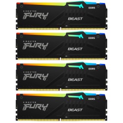 Оперативная память Kingston Fury Beast White RGB XMP 64 ГБ (16 ГБ x 4 шт.) DDR5 6000 МГц DIMM CL40 (KF560C40BWAK4-64)