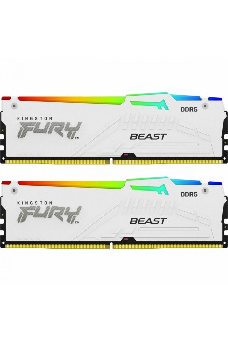 Оперативная память Kingston Fury Beast White RGB XMP 64 ГБ (32 ГБ x 2 шт.) DDR5 5600 МГц DIMM CL40 (KF556C40BWAK2-64) 