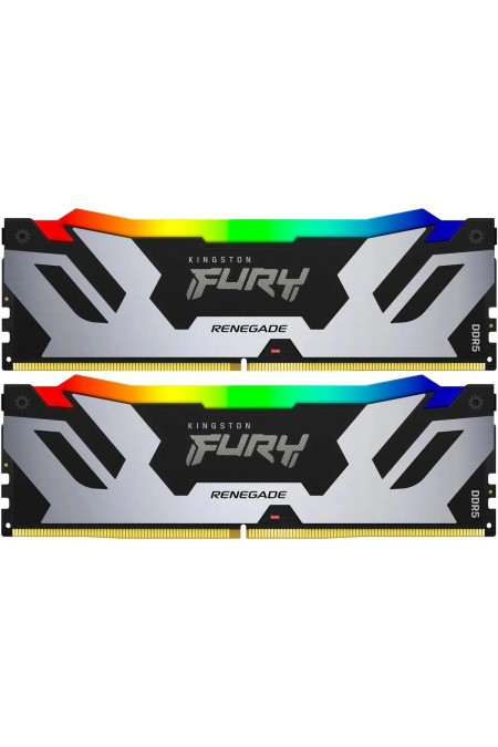 Оперативная память Kingston FURY Renegade Silver RGB XMP 96 ГБ (48 ГБ x 2 шт.) DDR5 6000 МГц DIMM CL32 (KF560C32RSAK2-96) 