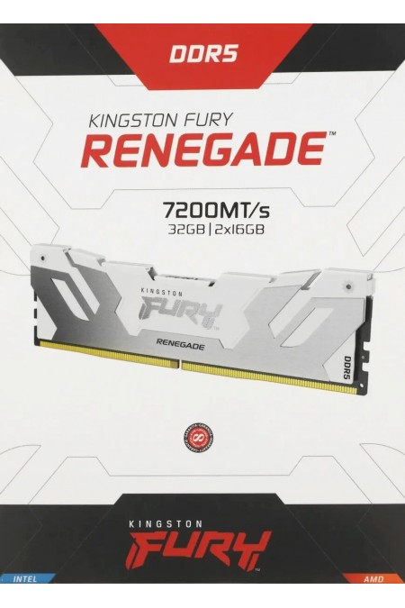 Оперативная память Kingston Fury Renegade Silver/White XMP 32 ГБ (16 ГБ x 2 шт.) DDR5 7200 МГц DIMM CL38 (KF572C38RWK2-32) 2