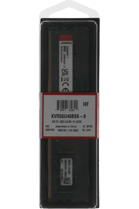 Оперативная память Kingston Value 8 ГБ DDR5 5600 МГц DIMM CL46 (KVR56U46BS6-8) 3