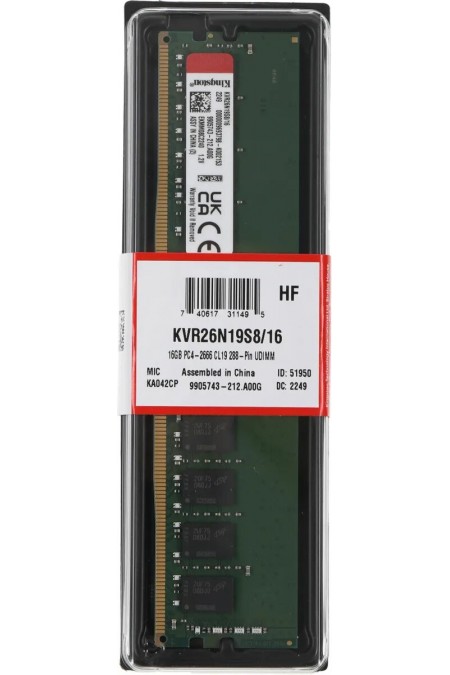 Оперативная память Kingston ValueRAM 16 ГБ DDR4 2666 МГц DIMM CL19 (KVR26N19S8/16) 5