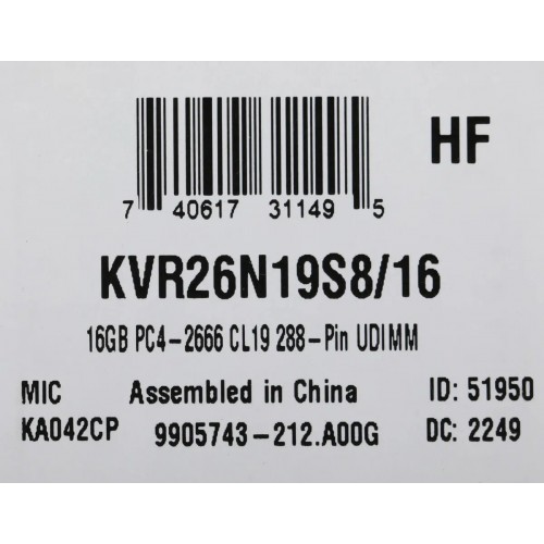 Оперативная память Kingston ValueRAM 16 ГБ DDR4 2666 МГц DIMM CL19 (KVR26N19S8/16) 6