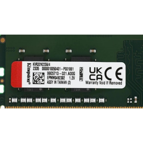 Оперативная память Kingston ValueRAM 4 ГБ DDR4 3200 МГц DIMM CL22 (KVR32N22S6/4) 3