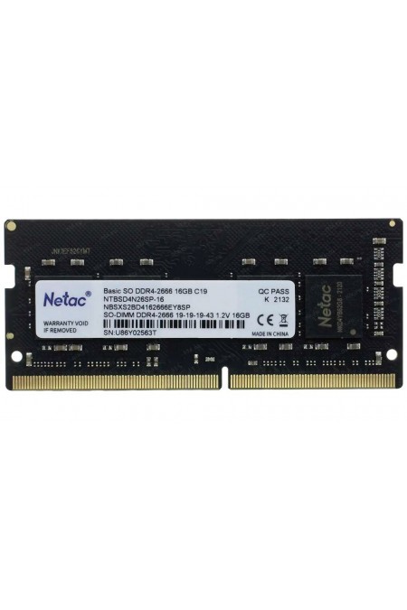 Оперативная память Netac 16 ГБ DDR4 2666 МГц SODIMM (NTBSD4N26SP-16) 
