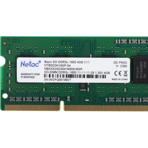 Оперативная память Netac 4 ГБ DDR3L 1600 МГц SODIMM CL11 (NTBSD3N16SP-04) 3