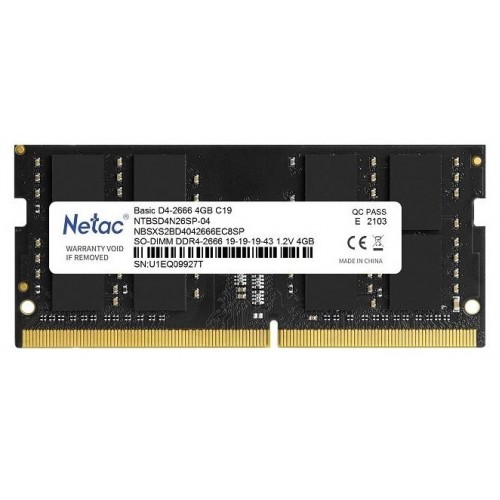 Оперативная память Netac 4 ГБ DDR4 2666 МГц SODIMM CL19 (NTBSD4N26SP-04) 