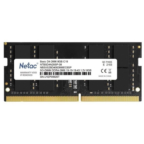 Оперативная память Netac 8 ГБ DDR4 2666 МГц SODIMM CL19 (NTBSD4N26SP-08) 