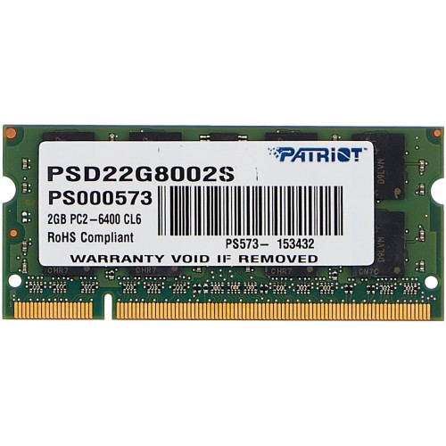 Оперативная память Patriot Memory SL 2 ГБ DDR2 800 МГц SODIMM CL6 (PSD22G8002S) 