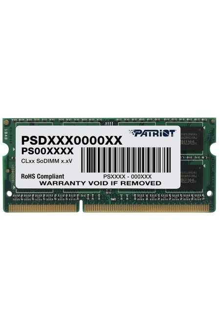 Оперативная память Patriot Memory SL 4 ГБ DDR3 1333 МГц SODIMM CL9 (PSD34G13332S) 