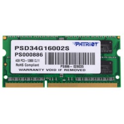 Оперативная память Patriot Memory SL 4 ГБ DDR3 1600 МГц SODIMM CL11 (PSD34G16002S)