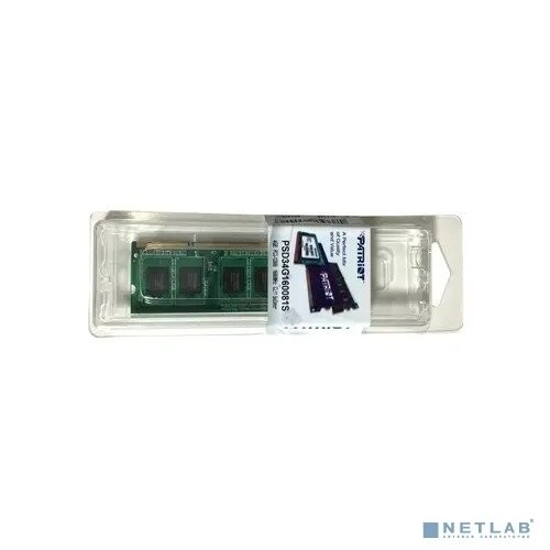 Оперативная память Patriot Memory SL 4 ГБ DDR3 1600 МГц SODIMM CL11 (PSD34G160081S) 4