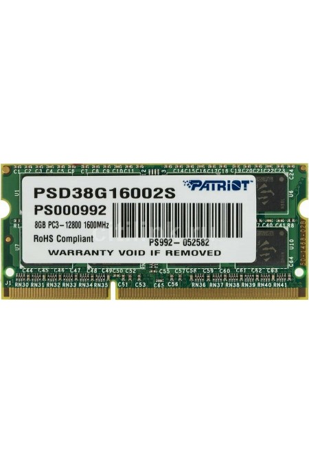 Оперативная память Patriot Memory SL 8 ГБ DDR3 1600 МГц SODIMM CL11 (PSD38G16002S) 