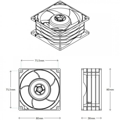 Комплект вентиляторов для корпуса Arctic S8038-7K (4 Pack) (ACFAN00292A) (черный) 7
