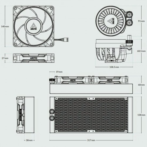Система водяного охлаждения Arctic Cooling Liquid Freezer III Pro 280 Multi Compatible All-In-One CPU Water Cooler (ACFRE00179A) (черный) 5