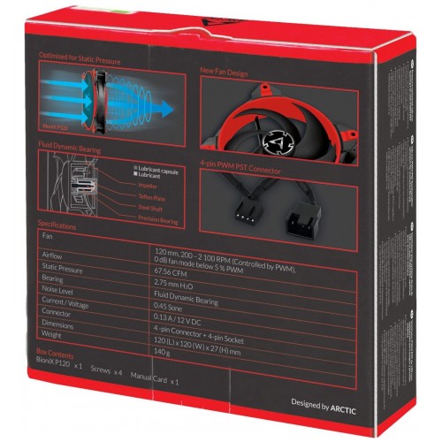 Вентилятор для корпуса Arctic BioniX P120 (ACFAN00115A) (черный/красный) 1