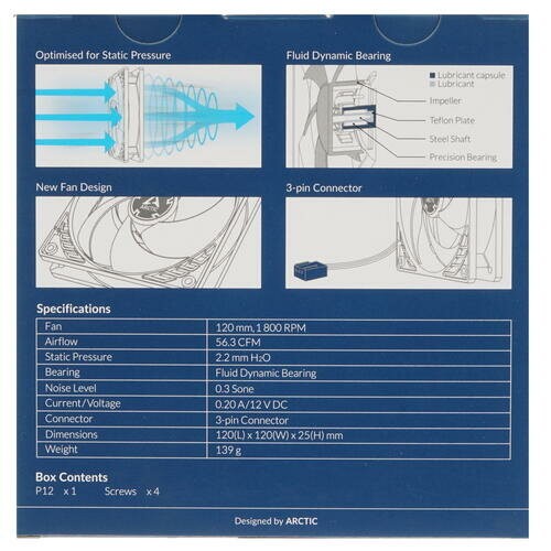 Вентилятор для корпуса Arctic P12 (ACFAN00118A) (черный) 8