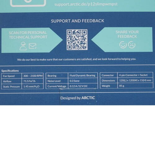 Вентилятор для корпуса Arctic P12 SLIM PWM PST (ACFAN00187A) (черный) 5