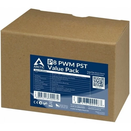 Вентилятор для корпуса ARCTIC P8 PWM PST (black/black) (ACFAN00150A) (черный) 5