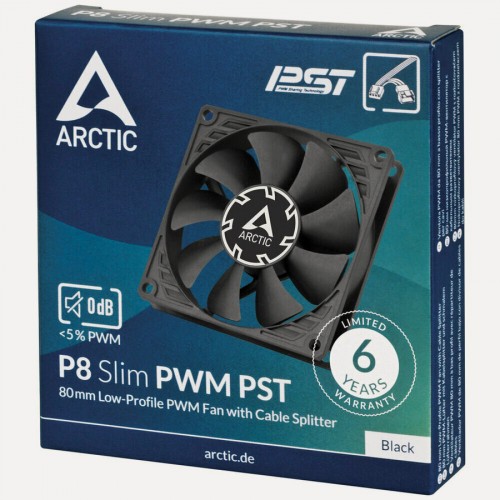Вентилятор для корпуса ARCTIC P8 SLIM PWM PST Black (ACFAN00295A) (черный) 5