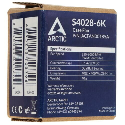 Вентилятор для корпуса Arctic S4028-6K (ACFAN00185A) (черный) 7