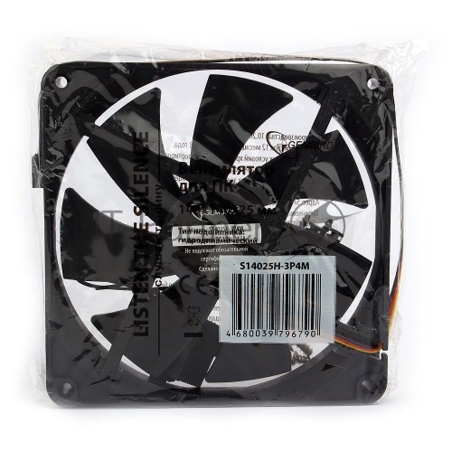Вентилятор для корпуса Gembird/ 140x140x25/ тихий/ 3 pin/4pin Molex/ провод 40 см (17610) (черный) 2