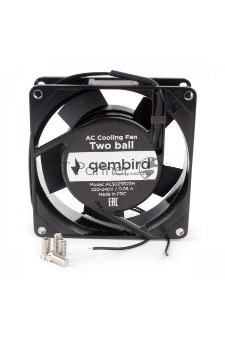 Вентилятор для корпуса Gembird/ 92x92x25/ AC/ 220/ подшипник/ 2 pin/ провод 30 см (18924) (черный) 5