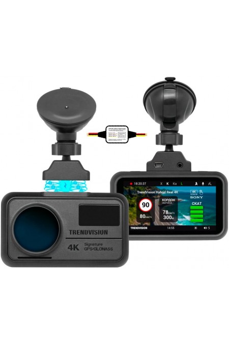 Видеорегистратор с радар-детектором TrendVision Hybrid Signature Real 4K Max GPS ГЛОНАСС (черный) 
